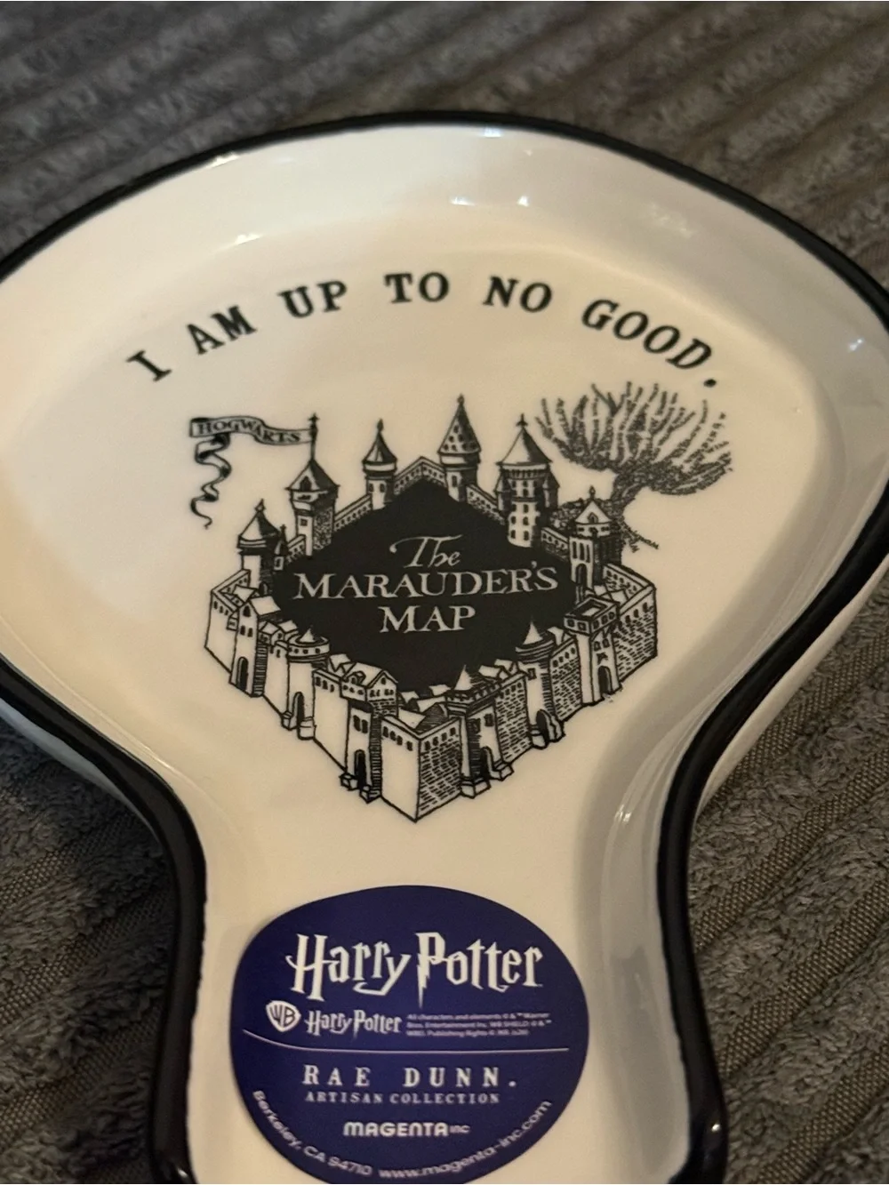 Rae Dunn x Harry Potter White & Black 'The Marauder's Map' Ceramic Spoon Rest